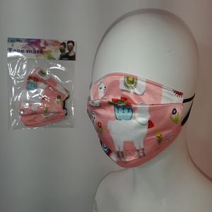 3/$18 New Llama Face Mask Covering Pink